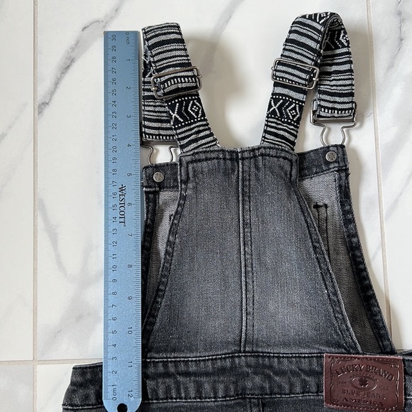 ❌ CLEARANCE Lucky Brand Black Denim Overalls Embroidered Print Jumper Skirt 6 - Picture 11 of 11